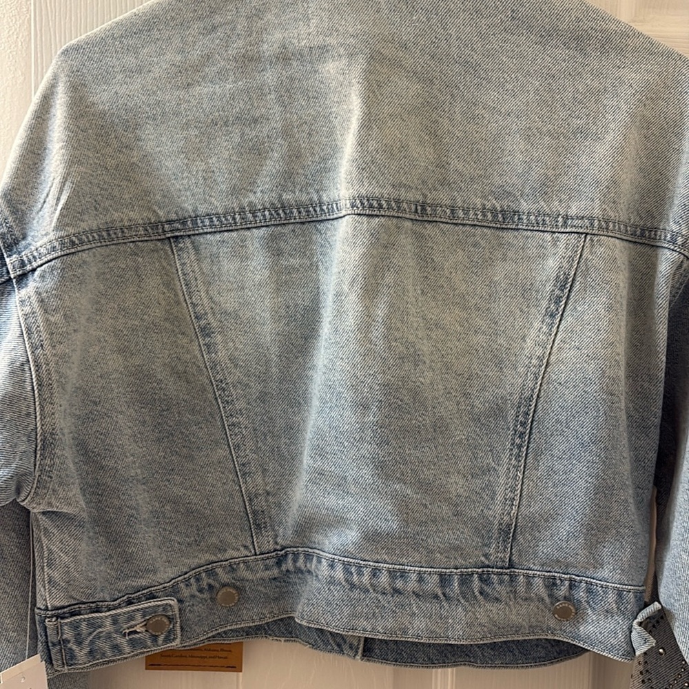 NWT PacSun Selena Gomez Rare DNM Edit Studded Cropped Denim Trucker Jacket XS - Picture 7 of 14